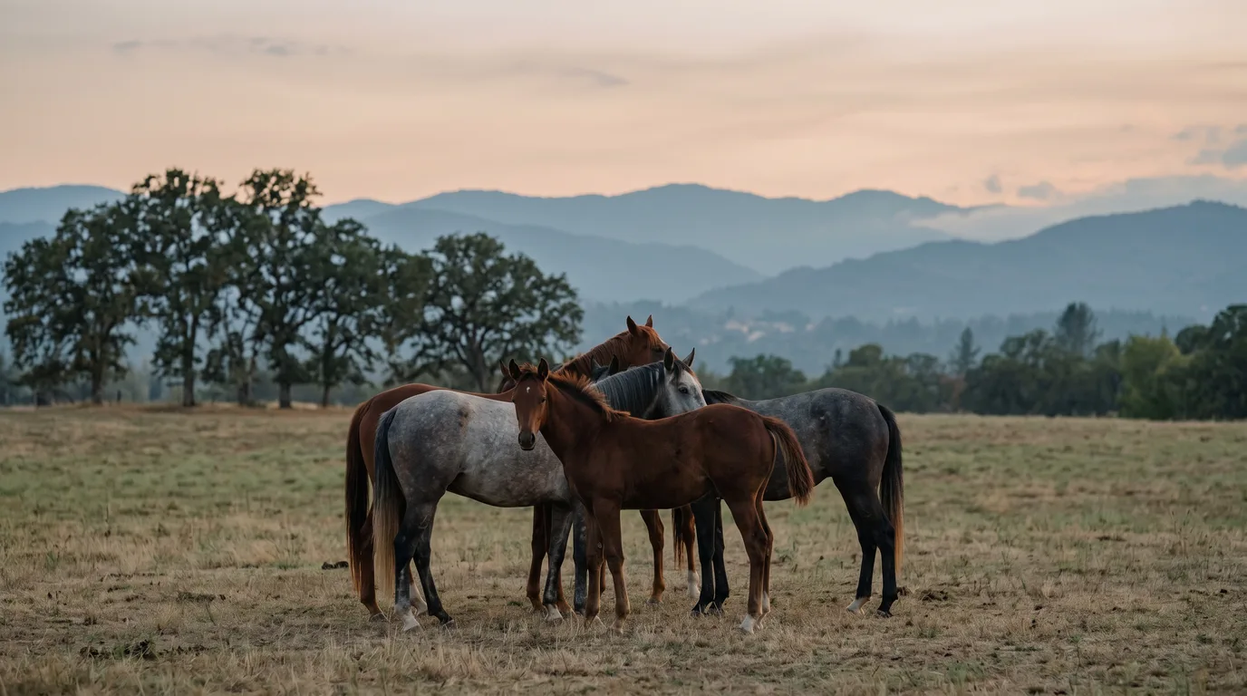 Chevaux en liberté, Centre équestre de Divonne-les-Bains, Ain